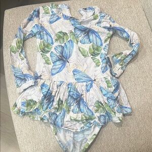 Floral Blue and Green Kids Dress